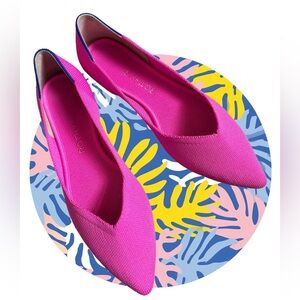 Rare Rothy’s The Point in Dragon Fruit - sz 9 pointed flats like new Barbie pink